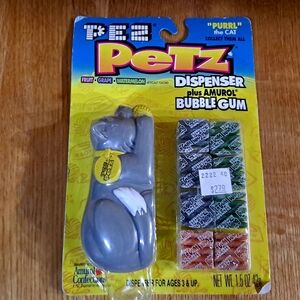 PEZ Petz 'Purrl' Cat Dispenser with Bubble Gum - Gray